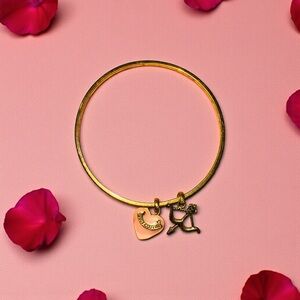 Juicy Couture PINK & Gold bow & arrow & heart Charm Bracelet/Bangle